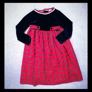 Navy and Red Plaid Girls Holiday Dress Sz 6x